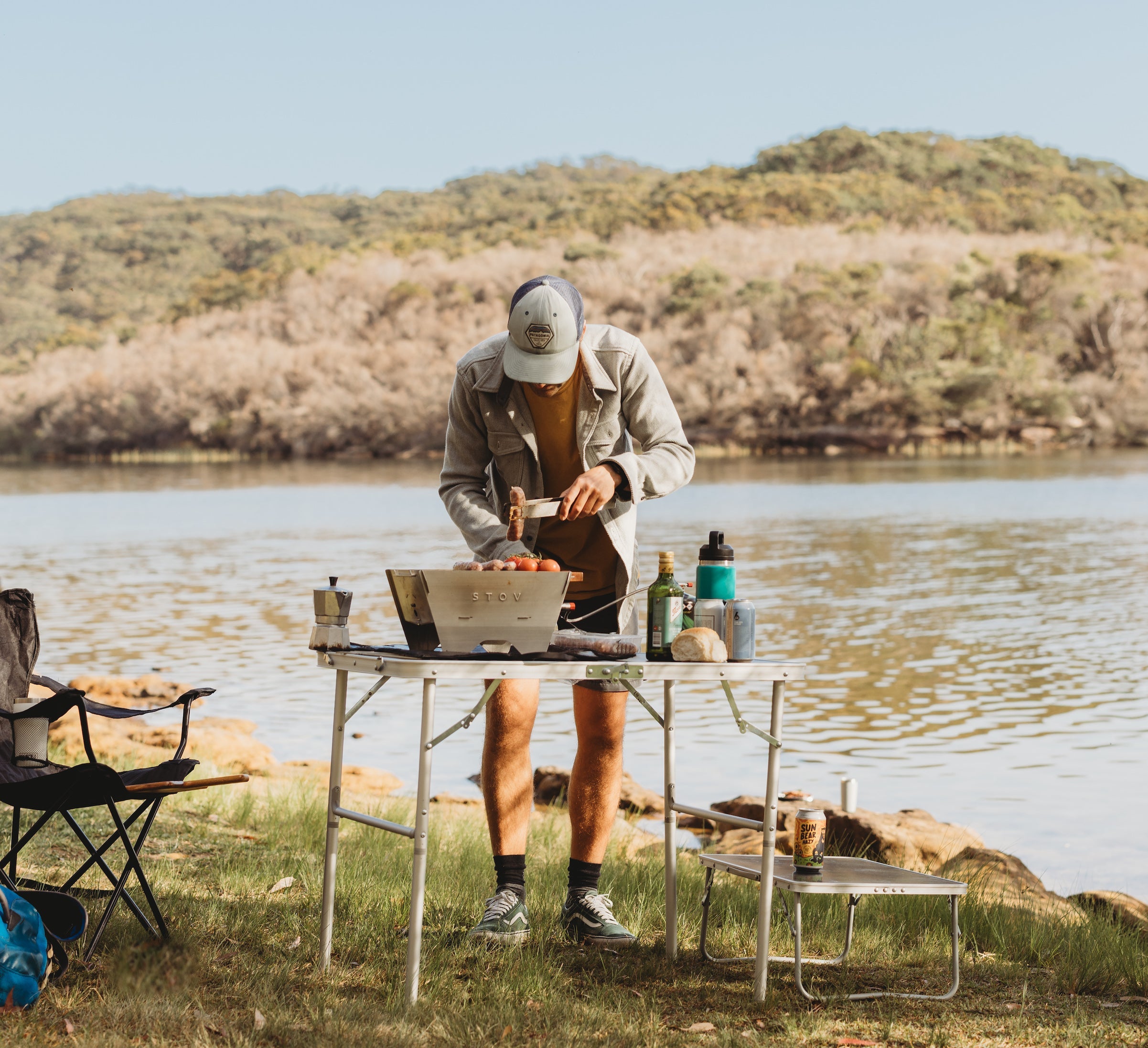 Heating the STOV grill and making sure to get the charred flavor that we all love for our barbecue.